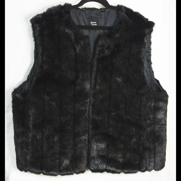 DENNIS BASSO 3X Black Lightwt Faux Fur Vest Lining for Dennis Basso Denim Jacket - Picture 7 of 7